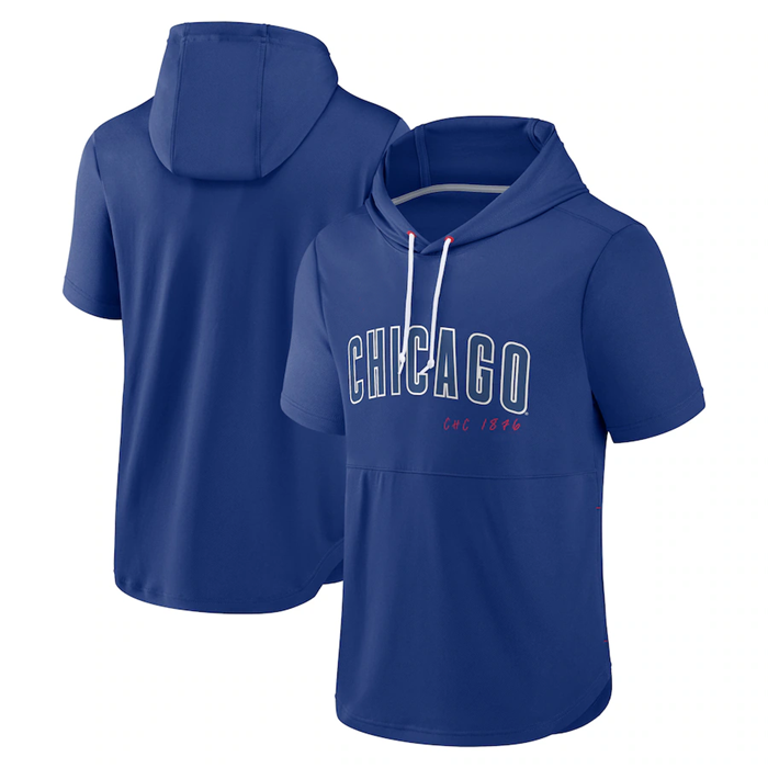 Men's Chicago Cubs Blue Sideline Training Hooded Performance T-Shirt